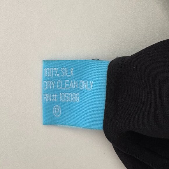 BARNEYS NEW YORK CO-OP 100% SILK ZIPPER FRONT BLACK SILK DRESS - SIZE MEDIUM - Picture 8 of 8